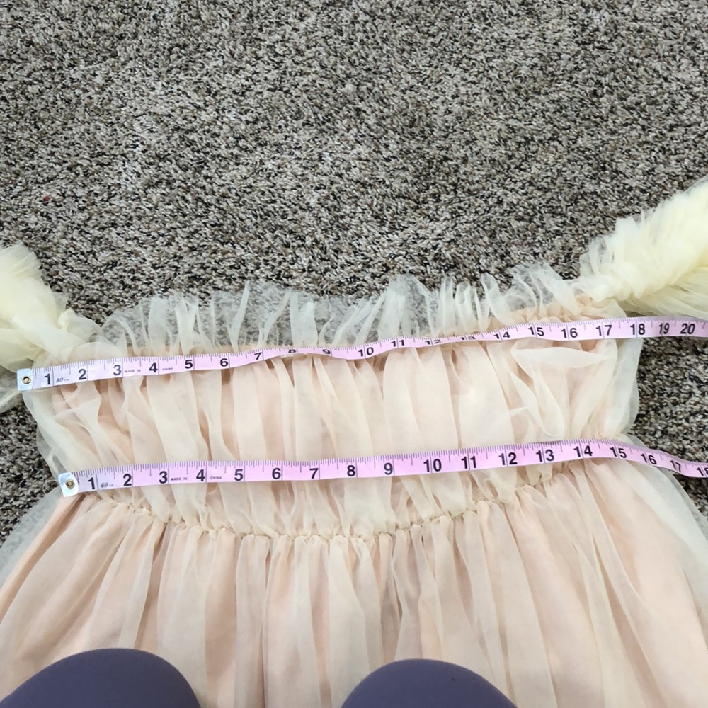 SOLD Francesca’s Collection Off Shoulder Bell Sleeve Cream Tulle Dress Size XL - Picture 6 of 9